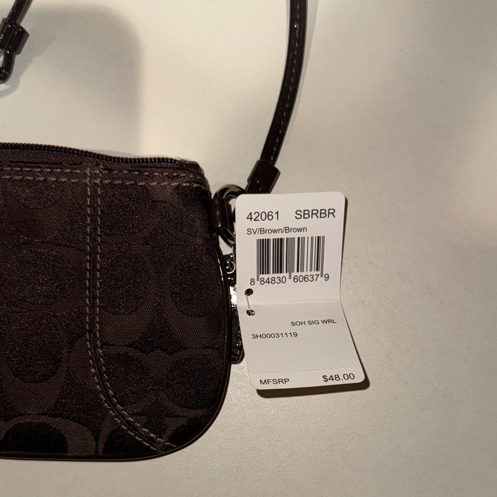 Coach Dark Brown Signature Wristlet - Picture 4 of 4